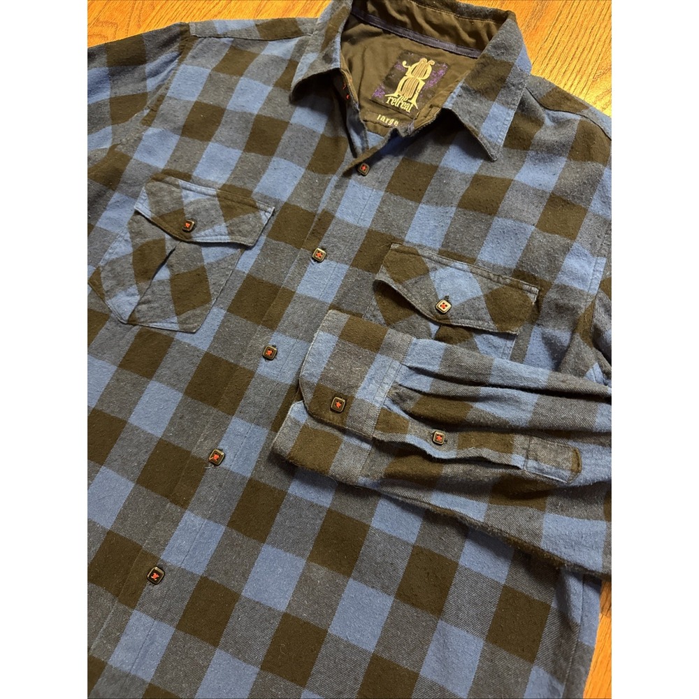 No Retreat‎ 90s Grunge Men's Large Blue And Black Flannel